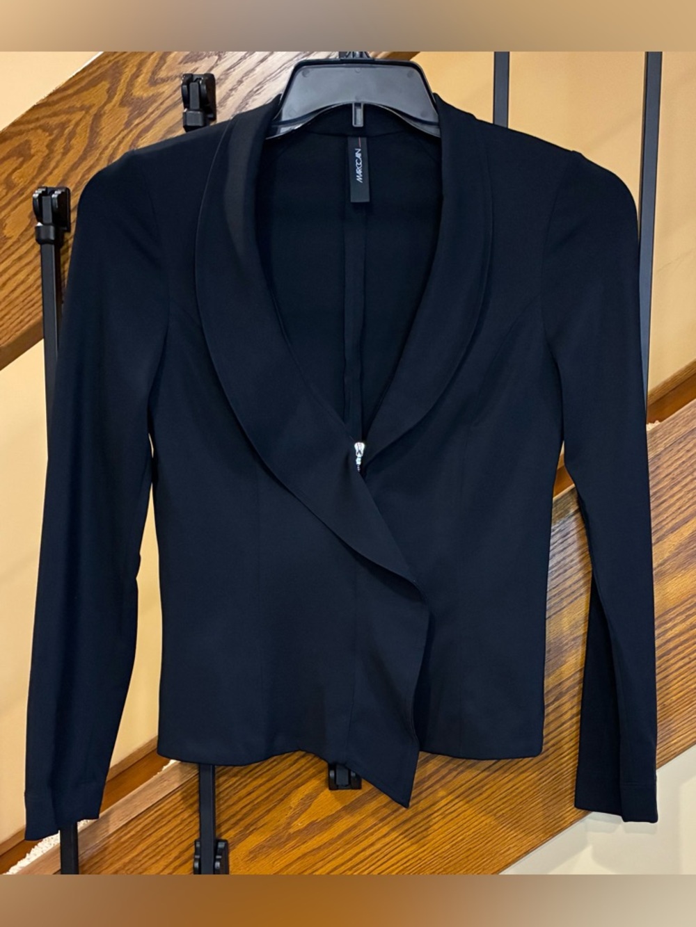 Marc Cain Blazer Jacket 2 Way Zip Front Detail Scuba Knit Jet Black SZ.  N 2